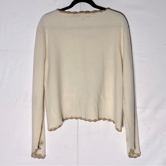 Mac & Jac Ivory Wool Cardigan With Gold  Decorations And Trim L - Picture 15 of 16